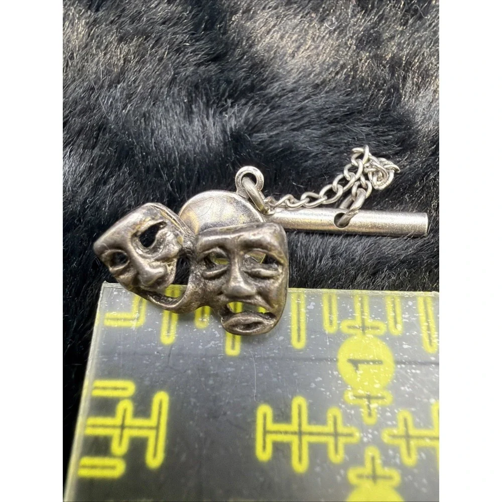 1950S VINTAGE SWANK  HAPPY FACE SAD FACE THEATER MASK DRAMA‎ TIE TACK
